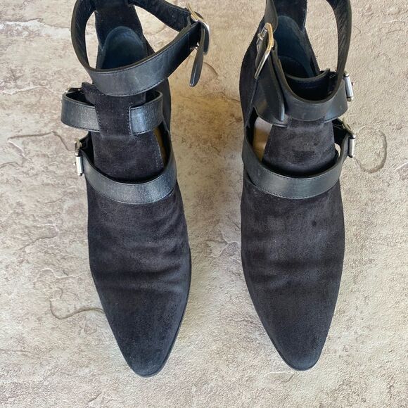 Saint Laurent‎ Black Suede Booties Low Heel 36.5 - Picture 4 of 14